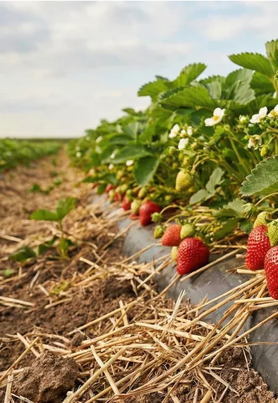 Champ de fraises de nos producteurs locaux