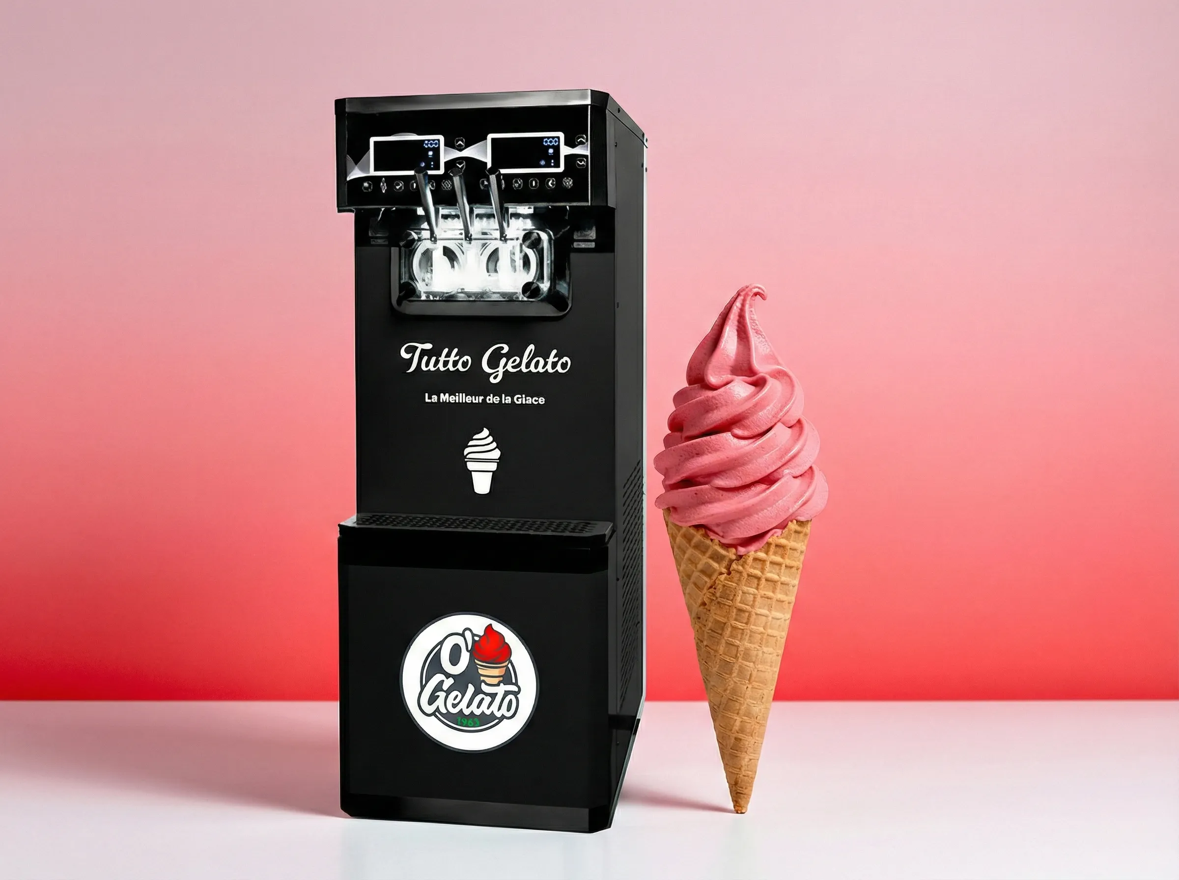 Gelato artisanal DiPeppo — glaces italiennes colorées servies en cornet